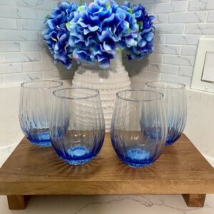 Set of 4 Blue Ombre Stemless Wine Glasses💙